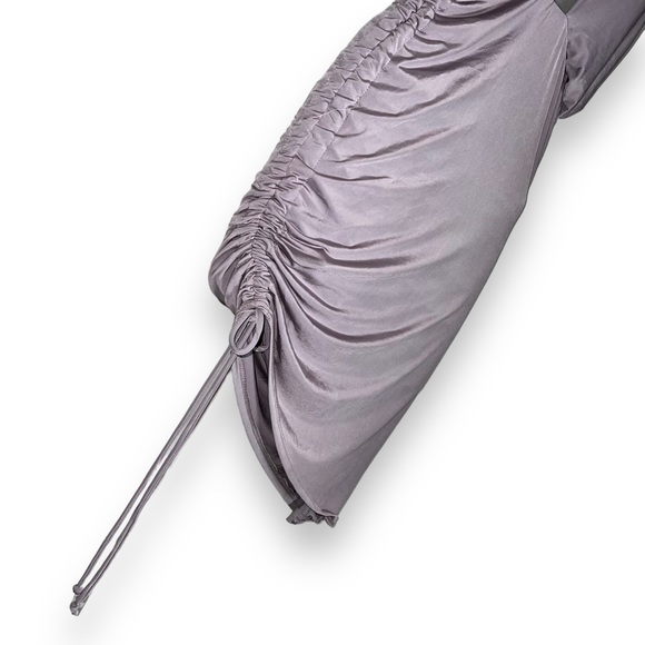 NEW 21 Saints Mauve Halter Dress Side Ruched Bodycon Asymmetrical Womens Size S - Picture 5 of 7